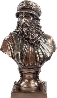 WU75536V4 Wise Veronese Design Leonardo Da Vinci Biblo Bronz